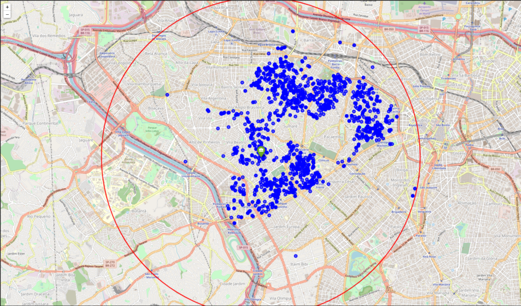 5km radius of apartments from our workplace